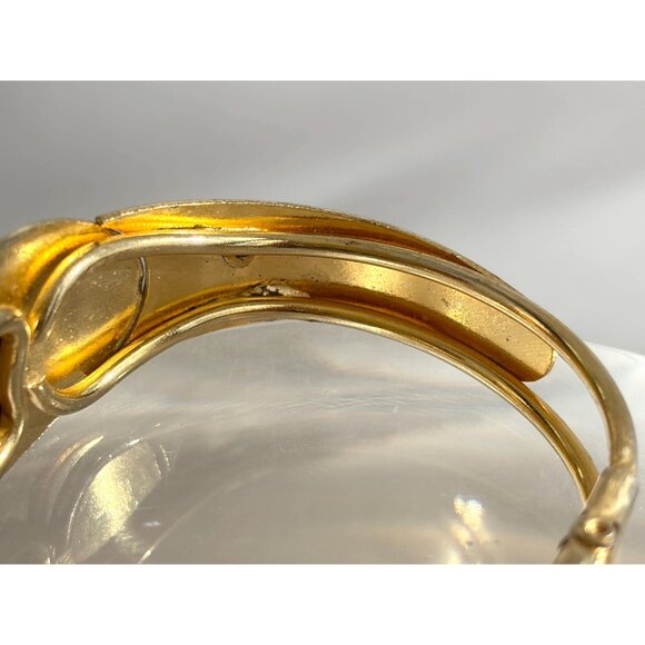 Cloisonne Enamel Floral Gold Toned Chunky Vintage Hinged Bracelet | Bangle - Picture 12 of 16